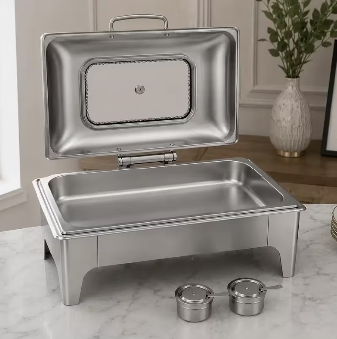 Luxury 9L Chafing Dish Food Warmer with Lid – Stainless Steel Buffet Server in Gold or Silver for Catering & Events