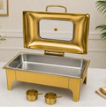 Luxury 9L Chafing Dish Food Warmer with Lid – Stainless Steel Buffet Server in Gold for Catering & Events