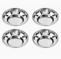 4 Pack Stainless Steel Round Thali Plates with 6 Compartments