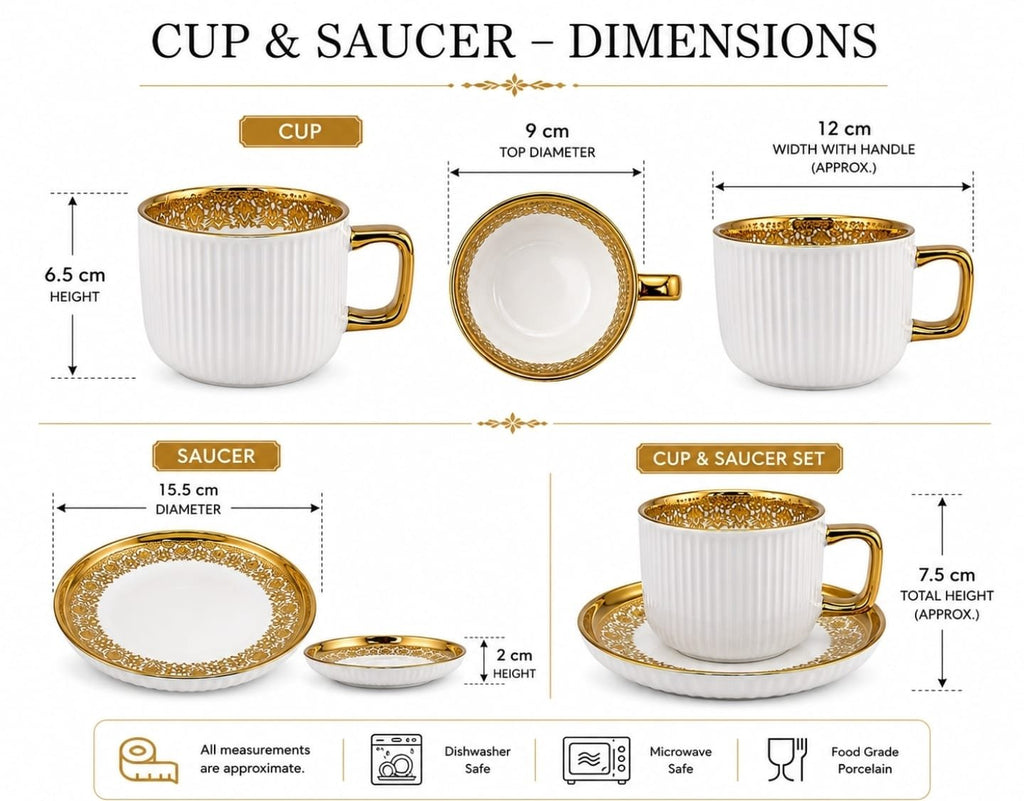 Luxury 32-Pieces White Porcelain Dinnerware Set with Ornate Gold Rim
