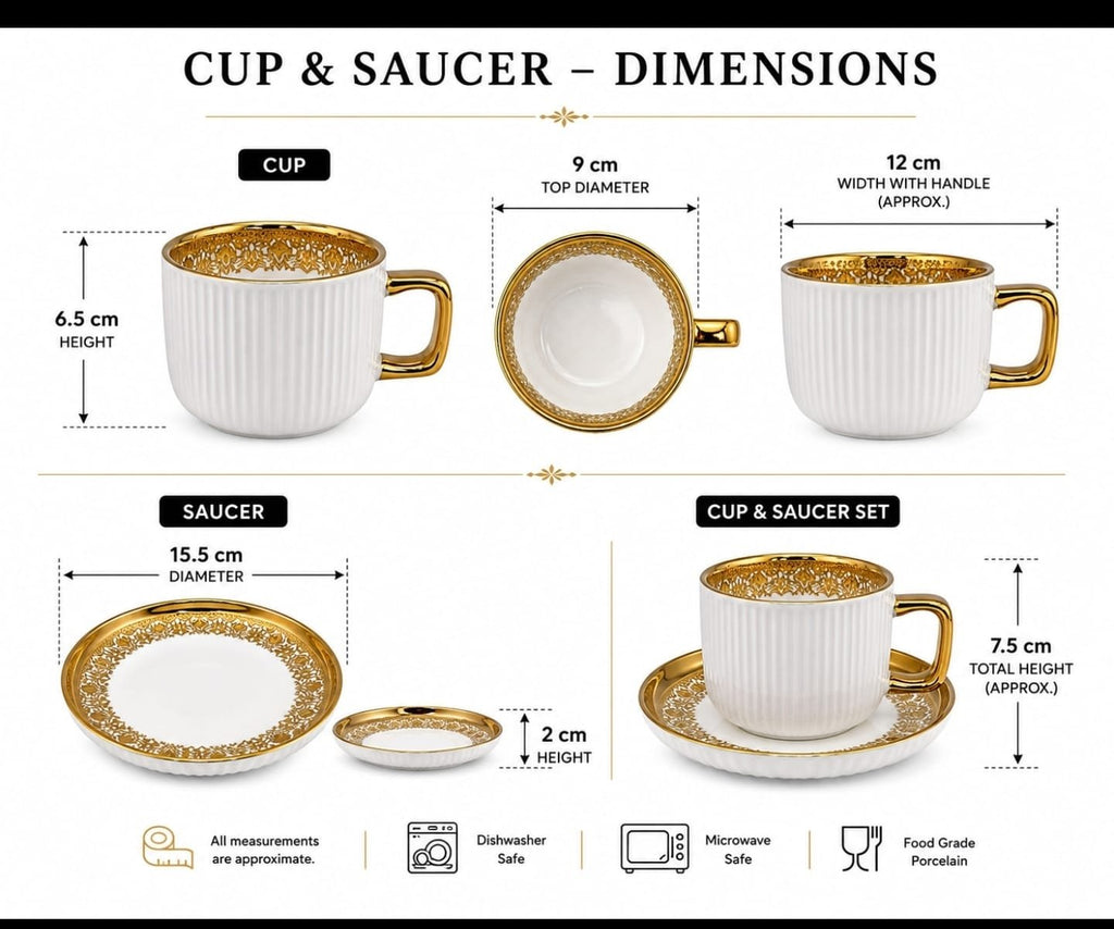 Luxury 32-Pieces White Porcelain Dinnerware Set with Ornate Gold Rim