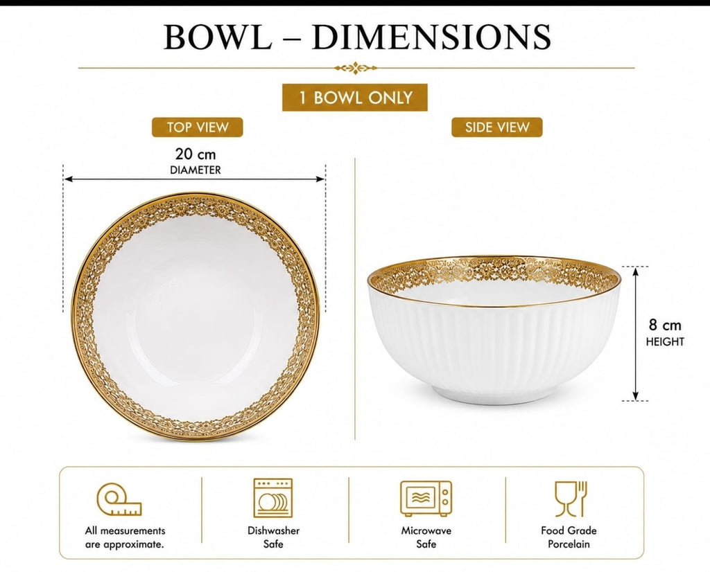 Luxury 32-Pieces White Porcelain Dinnerware Set with Ornate Gold Rim