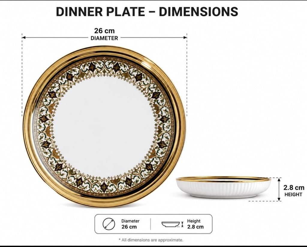 Luxury 32-Pieces White Porcelain Dinnerware Set with Ornate Gold Rim