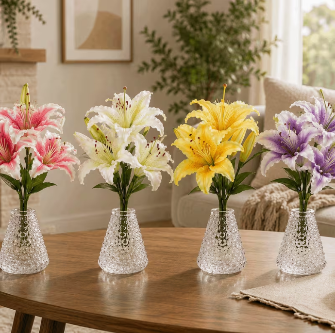 4pcs Clear Glass Vases – Small Decorative Table Flower Vase Set