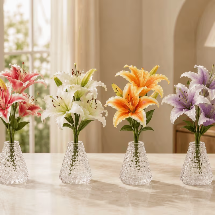 4pcs Clear Glass Vases – Small Decorative Table Flower Vase Set
