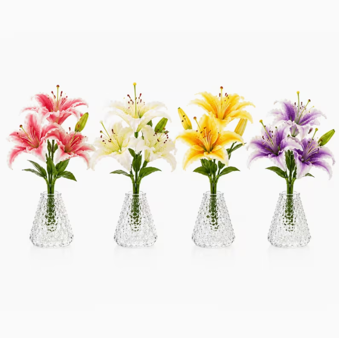 4pcs Clear Glass Vases – Small Decorative Table Flower Vase Set