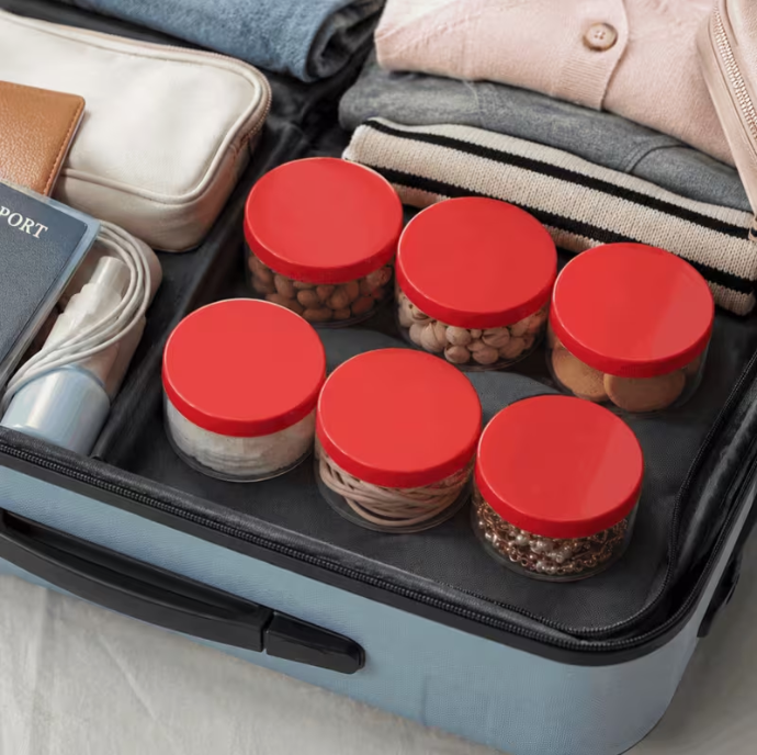 6 Pack Small Plastic Storage Containers with Lids – 150ml Clear Jars