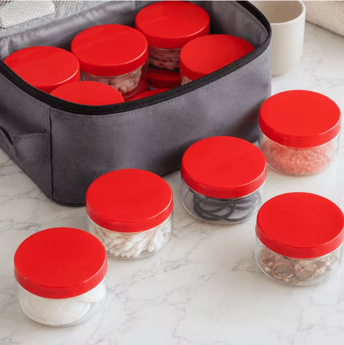 6 Pack Small Plastic Storage Containers with Lids – 150ml Clear Jars
