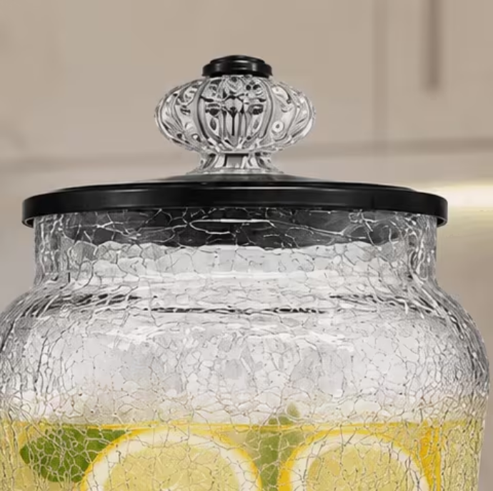 Crackle Style Drink Dispenser with Stand – Juice & Water Container Approx. 5L