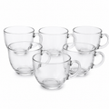 Set of 6 Clear Glass Milk Mugs with Handles – 470 ml Each