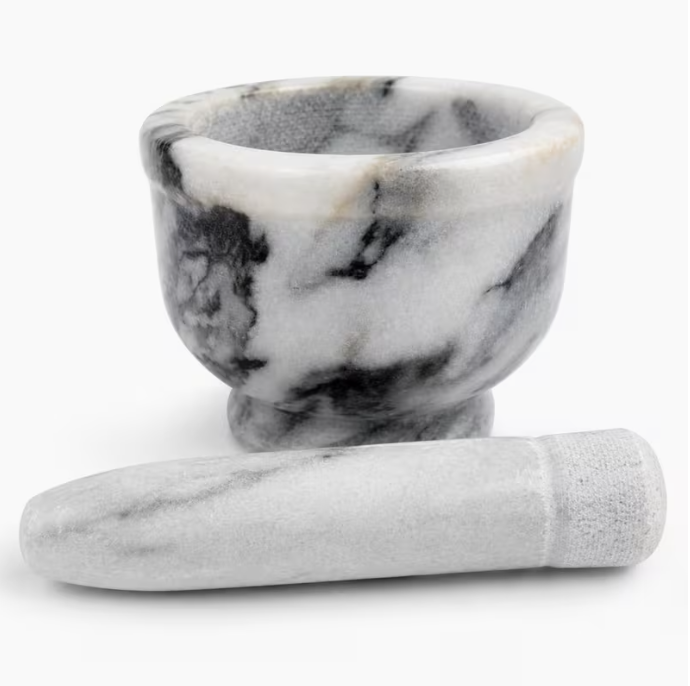 1-Piece Marble Mortar and Pestle Set – Manual Spice & Herb Grinder