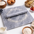 Extra Large Marble Pastry Board with Rolling Pin – 38cm Natural Stone Baking Surface, Heavy Duty Dough Board