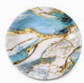 Marble Pattern Dinner Plates Set of 4 – 23cm Luxury Blue & Gold Serving Plates | Modern Tableware