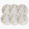 Heavy Duty Melamine Dinner Plates Set – Grey Marble with Gold Veins, 26cm Luxury Tableware (Set of 12)