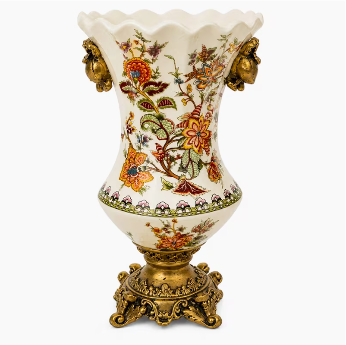30Cm European Style Ceramic Vase Ice Crack Glaze Floral High Foot Decorative Vase Home Decor
