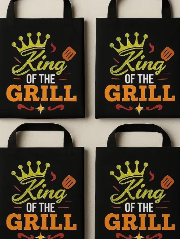 4-Pack Unisex BBQ Apron "King of the Grill" Funny Cooking Aprons with Pocket – Kitchen Chef Gift Set