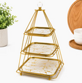 3-Tier Marble Pattern Dessert Stand with Gold Metal Frame – Elegant Cupcake, Cake & Serving Display Stand