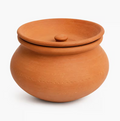 Terracotta Clay Pot with Lid, Traditional Earthenware Handi for Serving 1-Piece