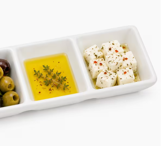 Set of 4 White Ceramic Triple Compartment Serving Trays, 8-Inch Rectangular Divided Dishes for Sauces, Dips, Chutneys, Snacks and Condiments, 20 × 7 × 2.5cm Each