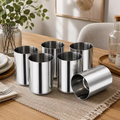 Stainless Steel Drinking Tumblers, 410ML Reusable Metal Cups 6-Pack for Water, Juice, Milk, Picnics, Camping, Parties and Kitchen Use