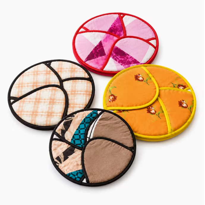 4-Pack Round Fabric Roti Warmer with Inner Cover – Insulated Chapati & Tortilla Storage Holder (Multicolour)