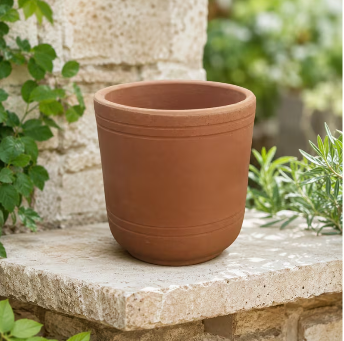 6pcs Handmade Clay Water Tumblers 300ml – Natural Terracotta Drinking Cups with Goblet Base for Water, Juice & Cold Drinks
