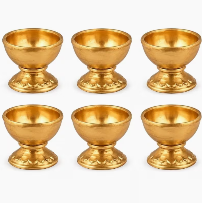 Set of 6 Gold Dessert Bowls with Pedestal Base – Luxury Ice Cream, Pudding & Serving Cups
