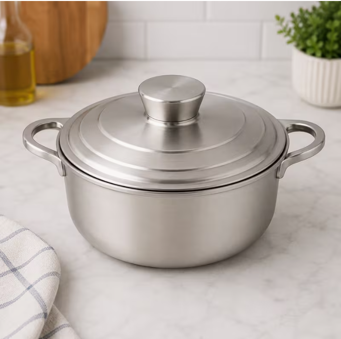 Aluminium Dutch Stock Pot with Lid – Heavy Duty Cooking Pot | Soup, Stew & Curry Casserole Pot | 3L Small Size