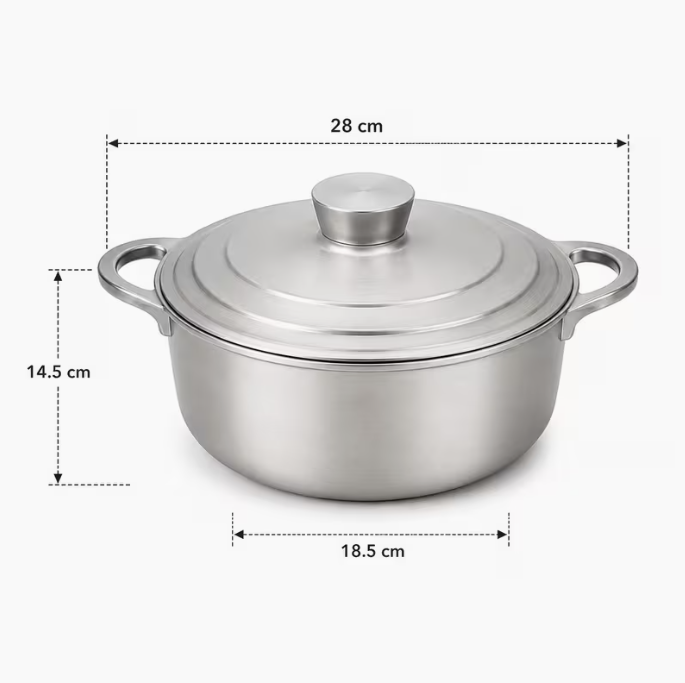 Aluminium Dutch Stock Pot with Lid – Heavy Duty Cooking Pot | Soup, Stew & Curry Casserole Pot | 8L Large Size