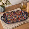Set of 6 Mandala Serving Dishes with Handles – Decorative Rectangular Melamine Serving Trays for Kitchen, Dining, Buffet & Party Platter