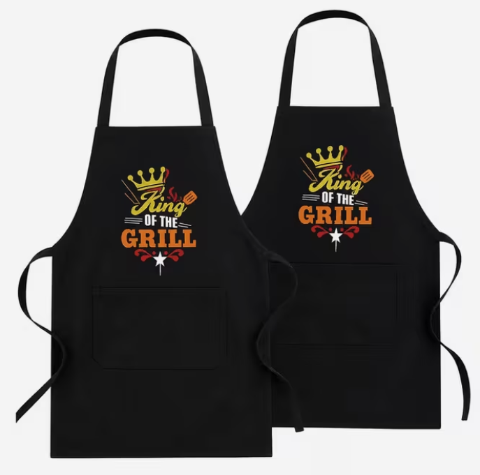 2-Pack Unisex BBQ Cooking Aprons with Front Pocket, Adjustable Kitchen Chef Apron Set for Baking, Grilling, Cooking & Home Use (Black)