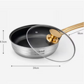 6PC Stainless Steel Cookware Set Pots & Pans Induction Compatible Rose Gold Handles Glass Lids Kitchen Set