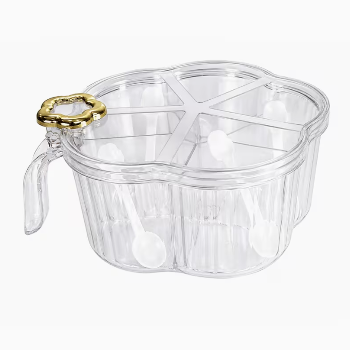 5-Portion Spice Container Set 20cm with Individual Spoons – Clear Kitchen Seasoning Organiser with Cover for Salt, Sugar, Spices & Herbs