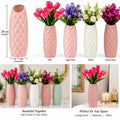 Luxury Set of 2 White Acrylic Decorative Vases – Luxury Modern Geometric Diamond Pattern Flower Vases for Home, Living Room, Bedroom & Table Decor