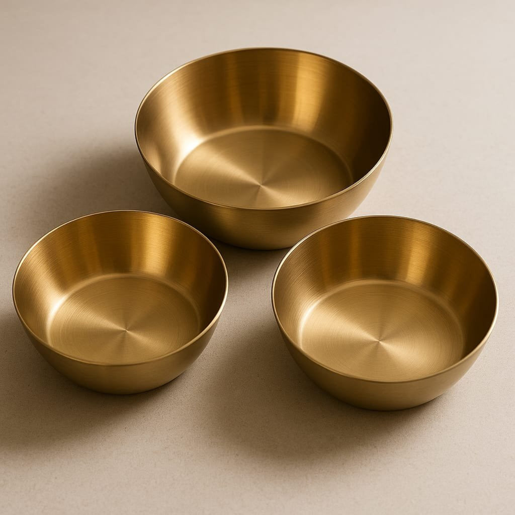 Luxury Set of 3 Gold Stainless Steel Bowls | Elegant Kitchen Bowls