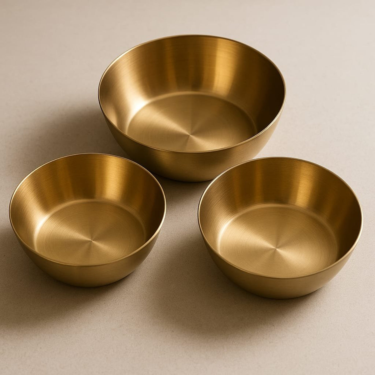 Luxury Set of 3 Gold Stainless Steel Bowls | Elegant Kitchen Bowls