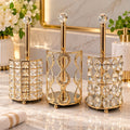 Luxury Gold Tissue Holders with Crystal-Style Decoration – Decorative Table Tissue Dispensers for Home, Bathroom, Hotel & Restaurant