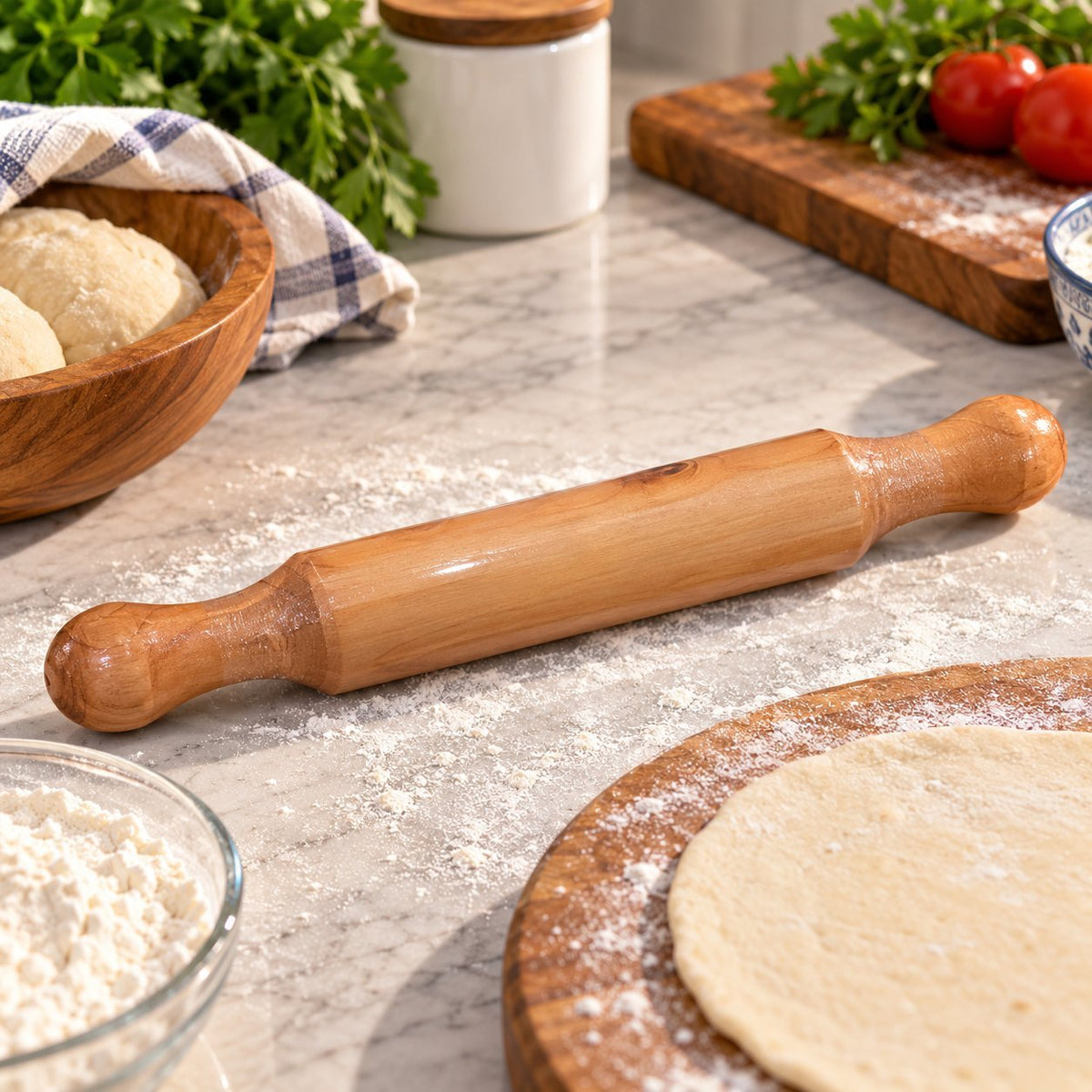 Wooden Rolling Pin 18 Inch – Traditional Roti Chapati Belan for Dough, Pastry, Pizza & Baking