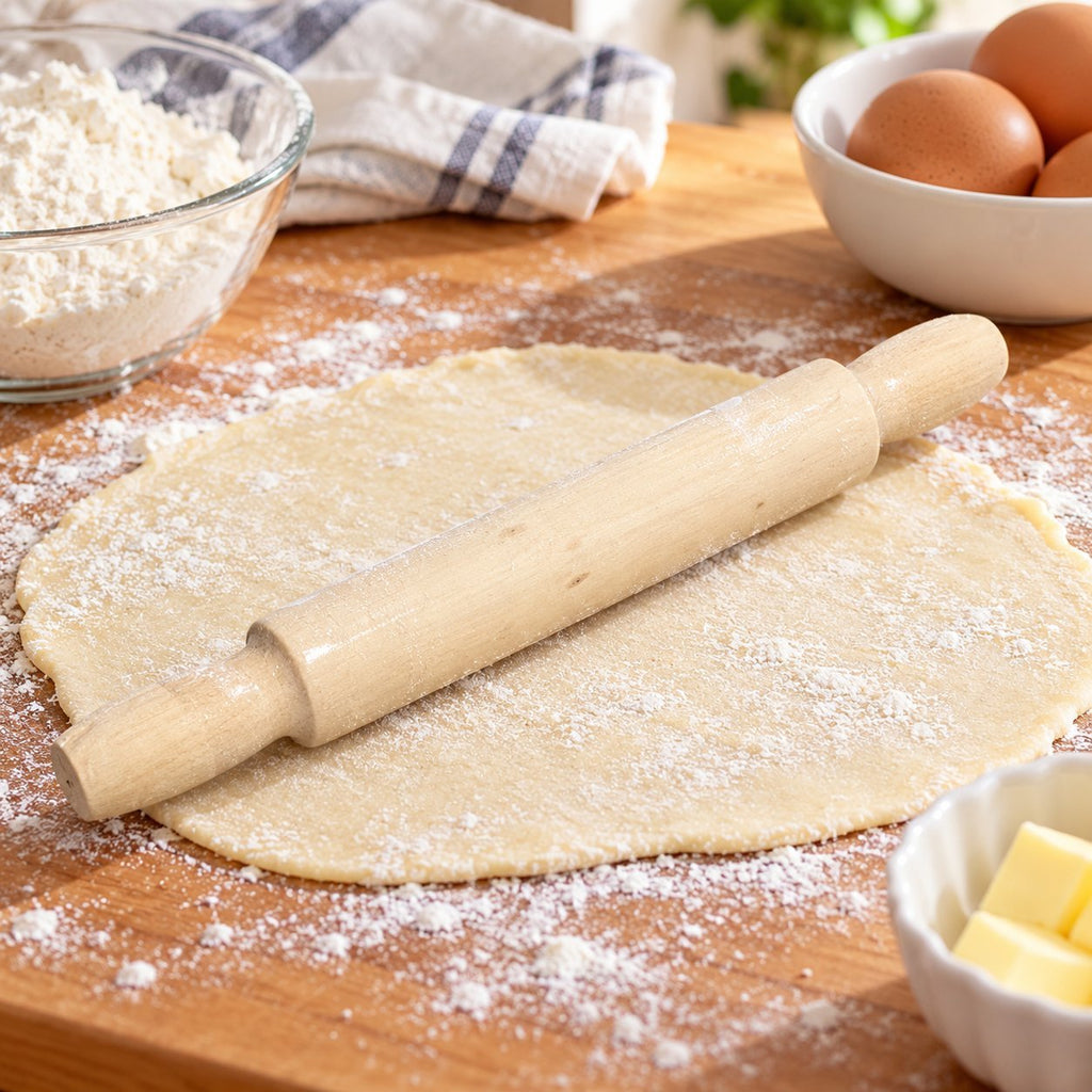 1-Piece Wooden Rolling Pin – Natural Wood Dough Roller for Chapati, Roti, Pizza, Pastry, Baking & Kitchen Use
