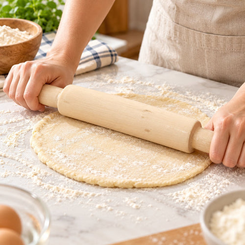 1-Piece Wooden Rolling Pin – Natural Wood Dough Roller for Chapati, Roti, Pizza, Pastry, Baking & Kitchen Use