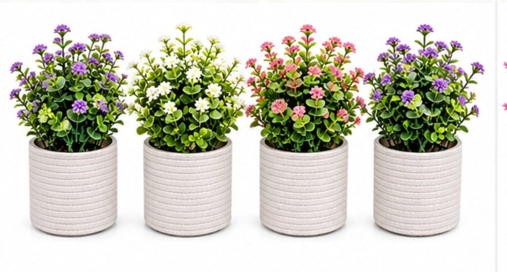 Set of 4 Clay Matte Plant Pots – Decorative Indoor Planters for Home, Office, Bedroom, Kitchen & Tabletop Décor