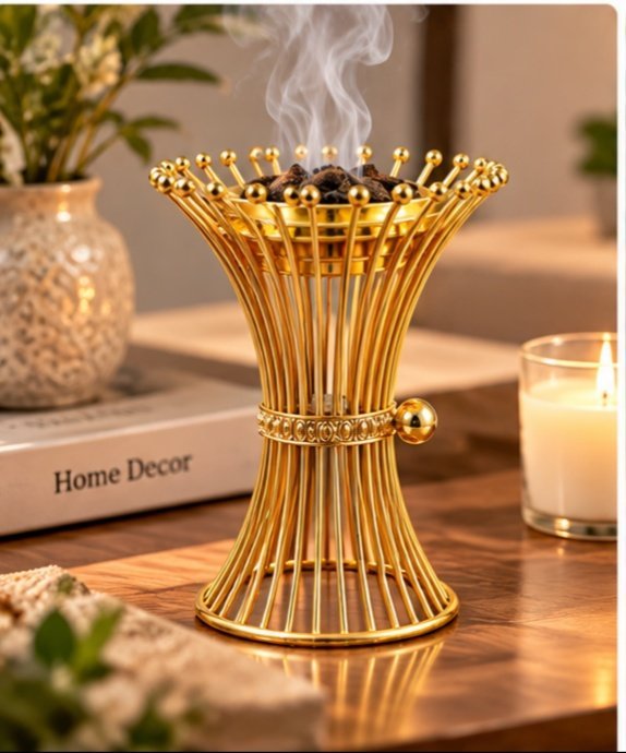 Elegant Gold & Silver Decorative Incense Burner – Home Decor