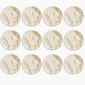 12 PCS Melamine Dinner Plates 26cm – Gold Marble Pattern Round Plates Dishwasher Safe Tableware