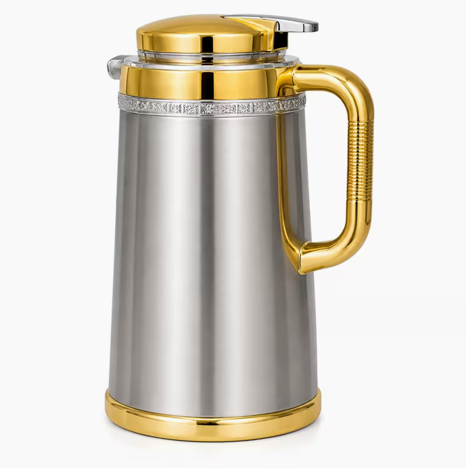 Luxury Silver Gold Thermal Coffee Flask Vacuum Insulated Hot Cold Drinks Jug Arabic Style
