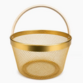 Luxury Gold Metal Mesh Basket with Handle Fruit Storage Basket Picnic Organizer Bread Storage Kitchen Decor