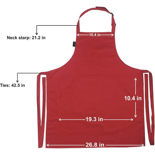 Adjustable Bib Unisex Aprons with two pockets Red Colour