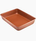 Non-Stick Rose Gold Deep Roasting Pan, Strong Baking Tray, Oven Tray 23X28X5cm