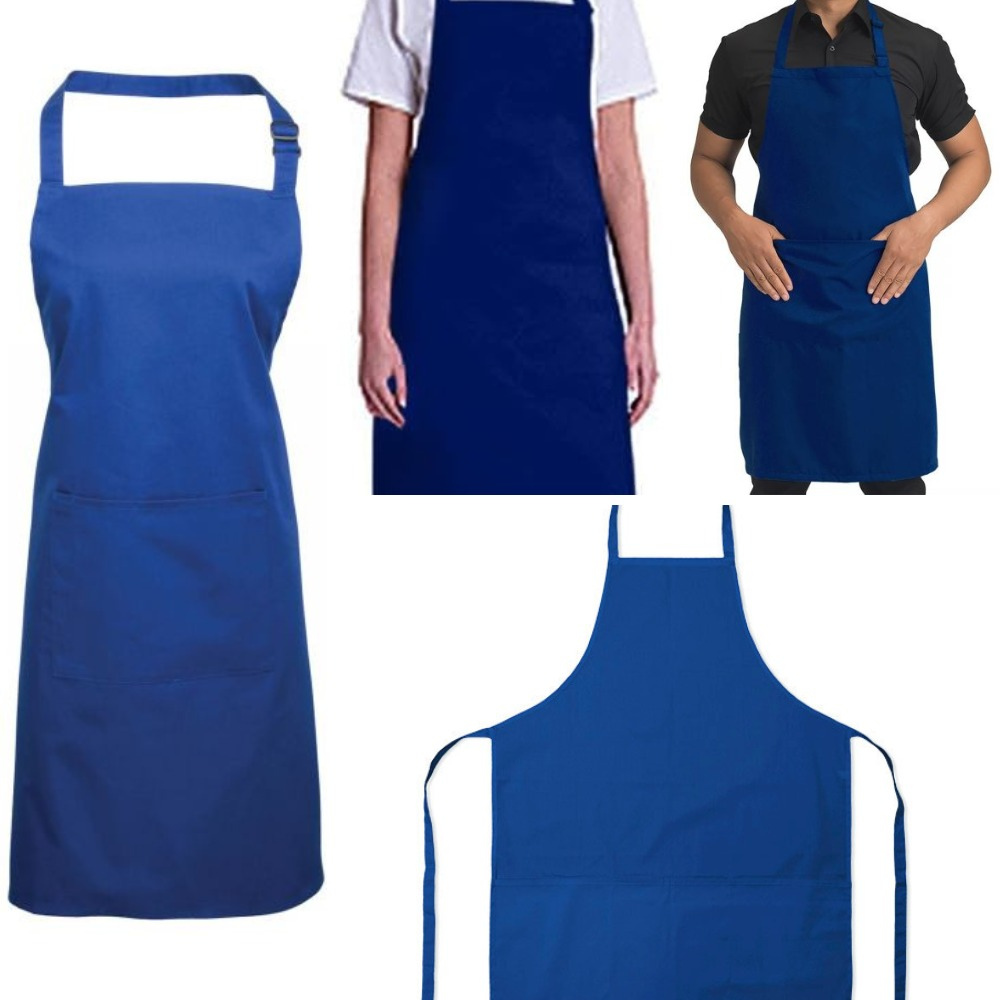 Adjustable Bib Unisex Aprons with two pockets royal blue