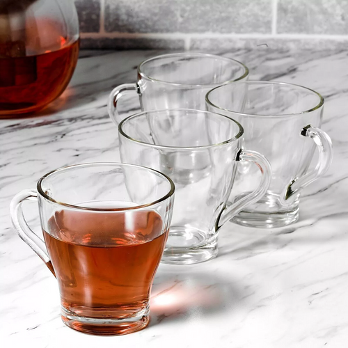 6 cosy NEW ELEGANT DESIGN Glass Coffee/Tea/Latte COSY GLASS MUG, 250ML