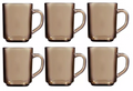Set Of 6 DELI Retro Smoked Glass Coffee Mugs Hot Drinks Mocha Tea Cup 25cl